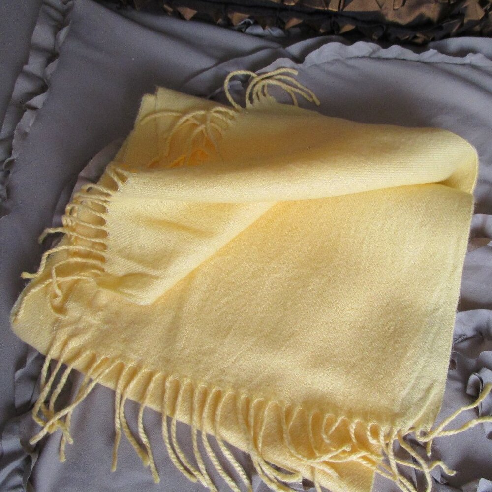 Solid Yellow Wool Scarf - image 3